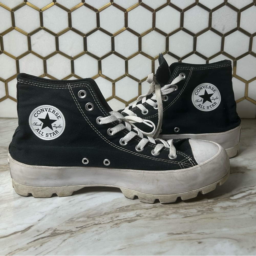 Black High-Top Sneakers with White Accents